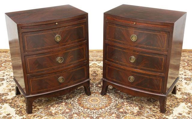 Appraisal: pair English mahogany bedside cabinets th c pull-out brushing slide