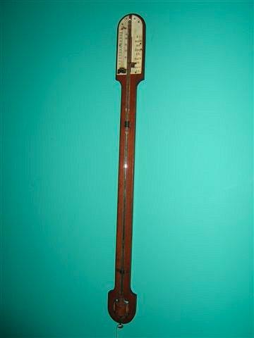 Appraisal: A late Victorian stick barometer and thermometer with ivory dials