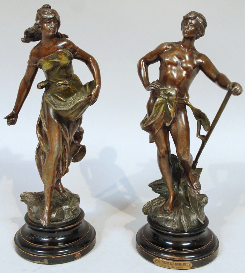 Appraisal: A pair of early thC spelter figures of classical form