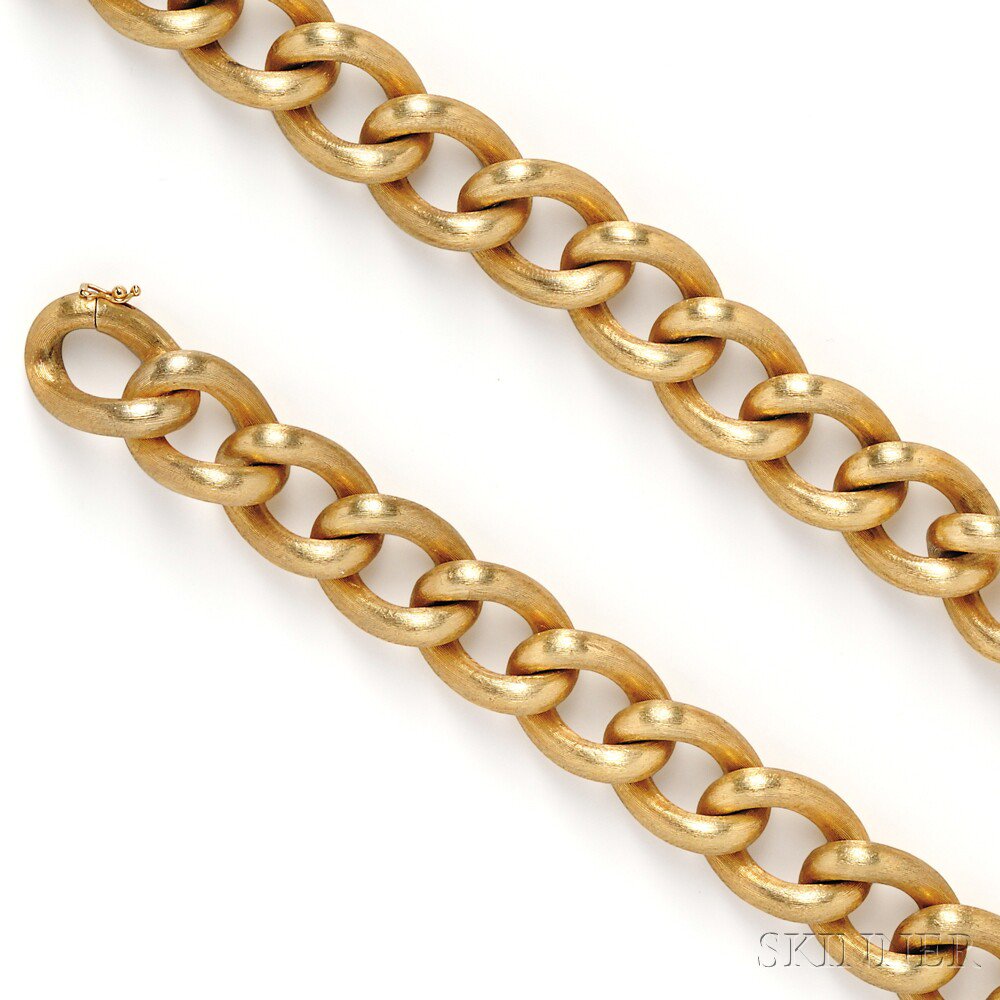 Appraisal: Pair of kt Gold Bracelets Italy each of wide curb