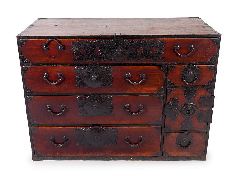 Appraisal: A Japanese Iron Mounted Tansu Chest Height x width x