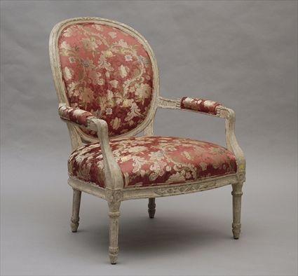 Appraisal: Louis XVI-Style White-Painted Fauteuil