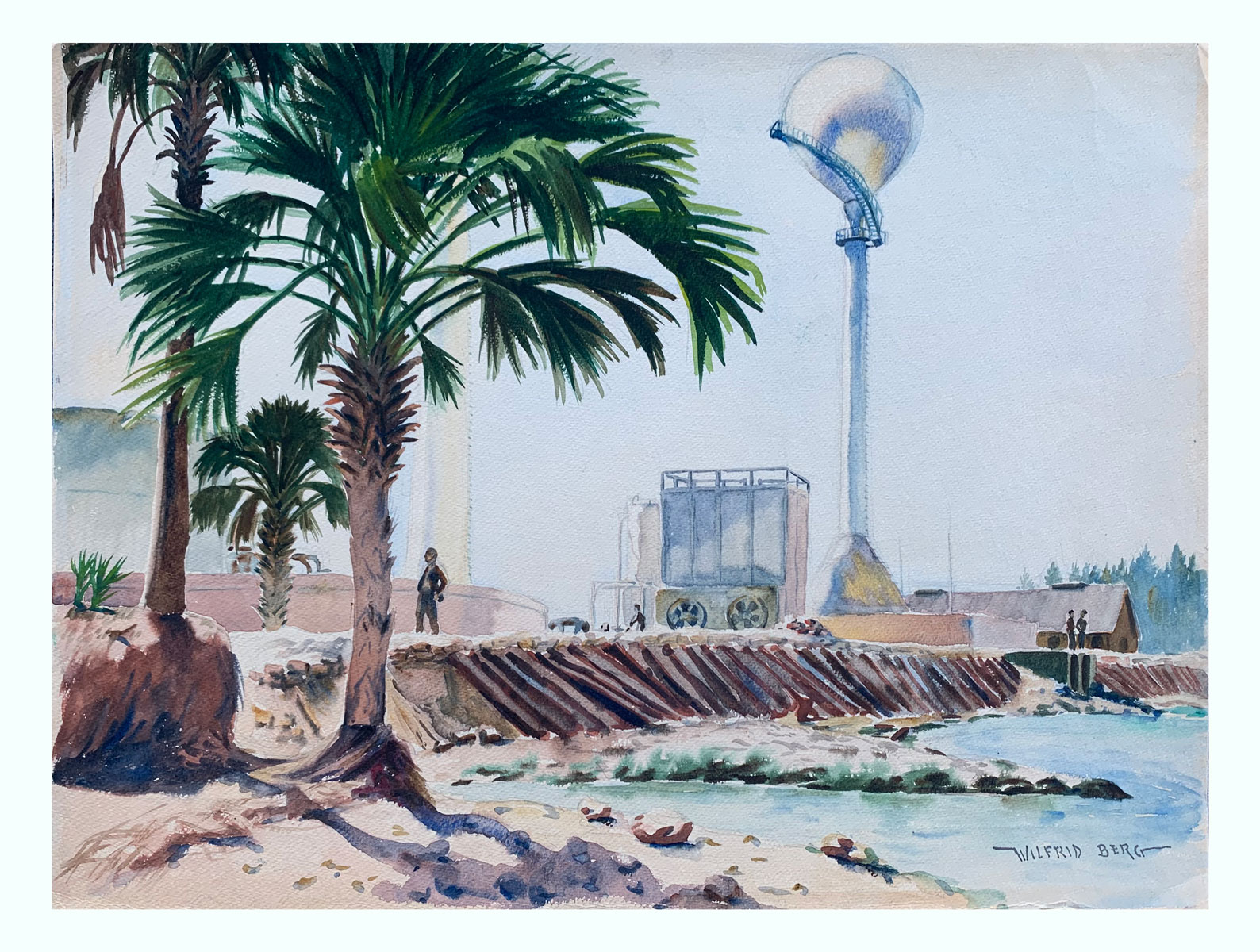 Appraisal: BERG Wilfrid American - Watercolors Coastal Factory '' x ''