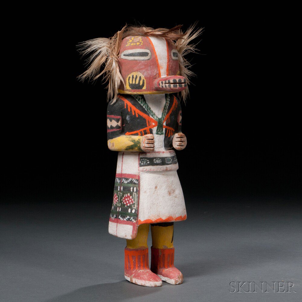 Appraisal: Hopi Polychrome Carved Wood Kachina probably Badger Kachina ht in