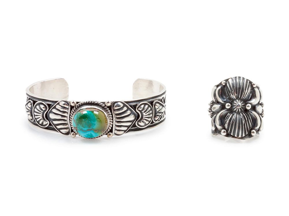 Appraisal: Darryl Becenti Dine b Sterling Silver Ring together with Turquoise