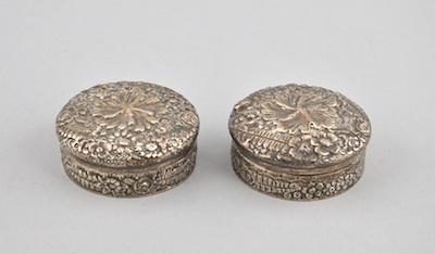 Appraisal: A Pair of Tiffany co Sterling Silver Pill Boxes Each