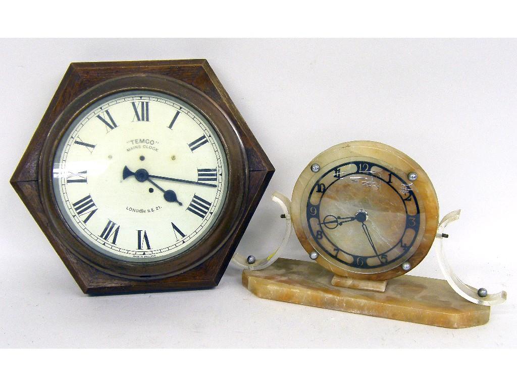 Appraisal: Gilded metal two train mantel clock the Japy Freres movement