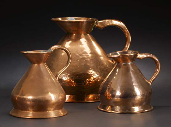 Appraisal: Set of Three French Provincial Copper Cider Ale Ewers of