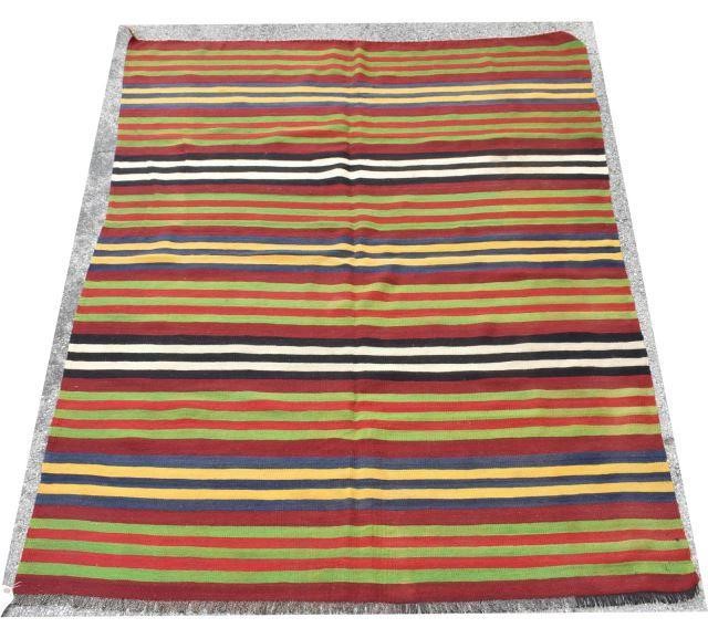 Appraisal: Hand-tied Turkish striped Kilim rug approx 'l ' w