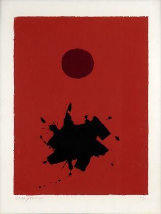 Appraisal: ADOLPH GOTTLIEB - RED-GROUND MAROON DISC Screenprint on paper x