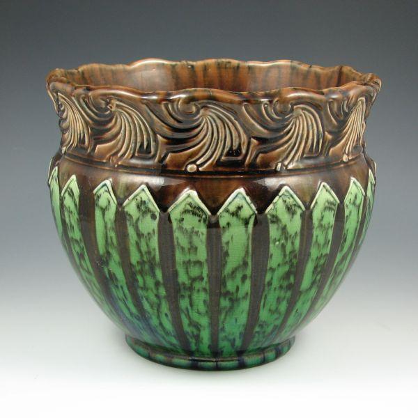 Appraisal: Weller early colored or blended glaze jardiniere Marked WELLER Two