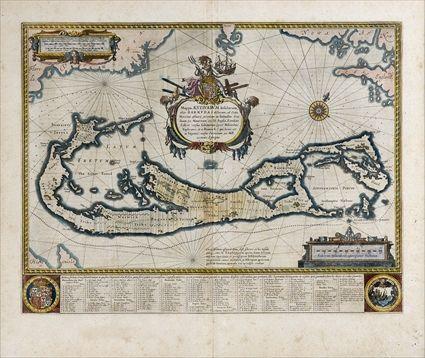 Appraisal: MAP BLAEU WILLEM MAPPA AESTIVARUM INSULARUM ALIAS BARMUDAS AMSTERDAM CIRCA