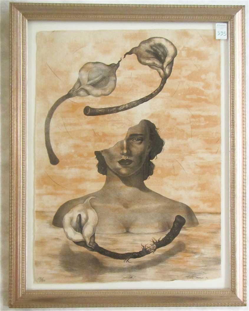 Appraisal: LUCIA MAYA LITHOGRAPH Mexico California born Lilith a woman with