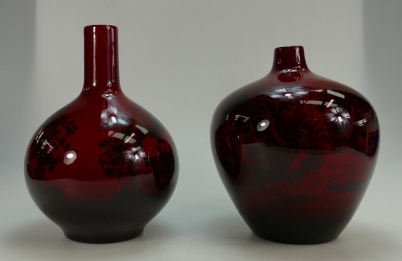 Appraisal: Royal Doulton flambe wood cut vases heights cm and cm