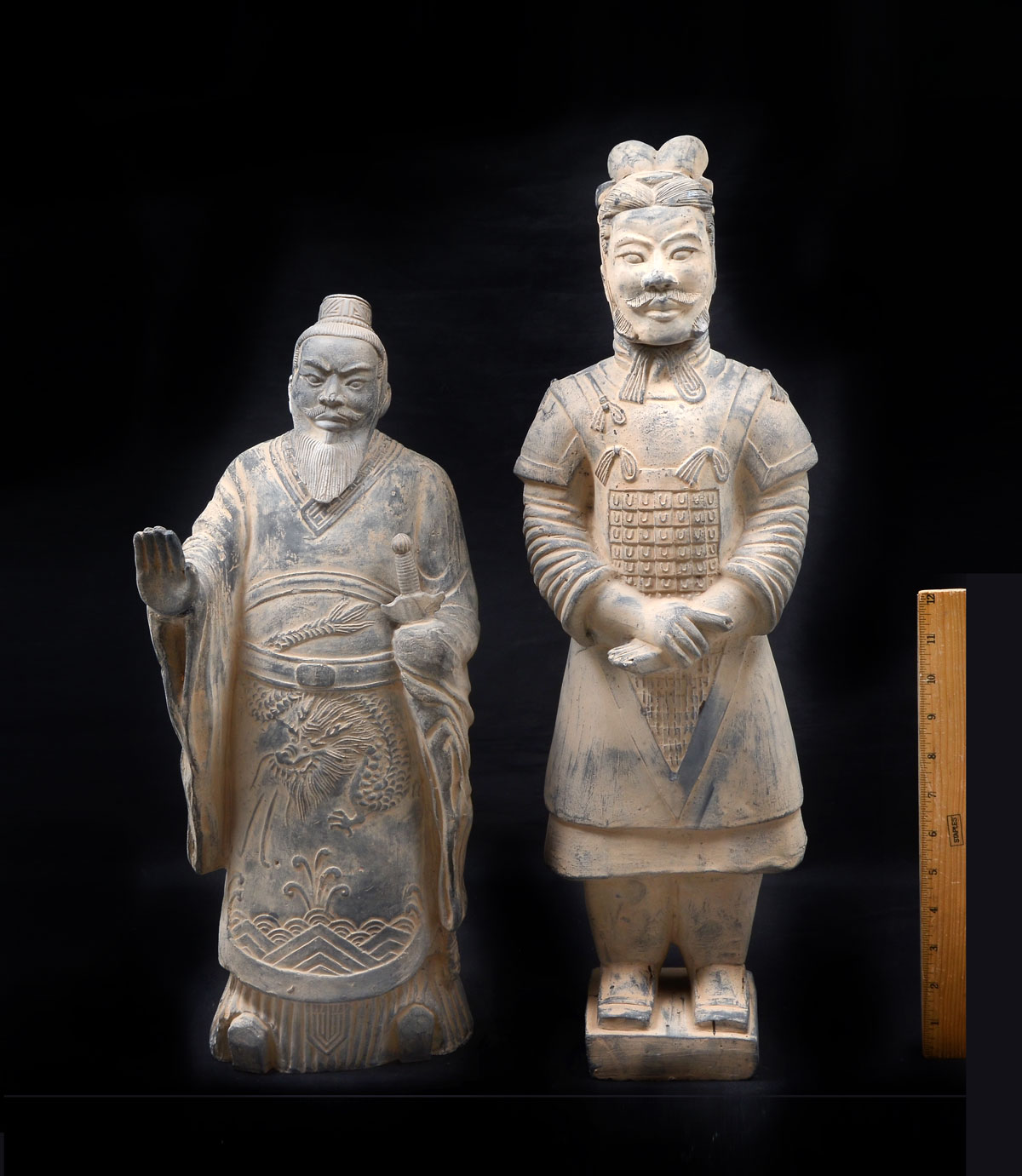 Appraisal: PIECE TERRACOTTA CHINESE SOLDIERS - Large Chinese terracotta figures in