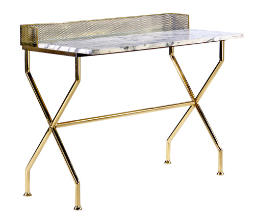 Appraisal: FONTANA ARTE Brass writing desk with marble and glass top