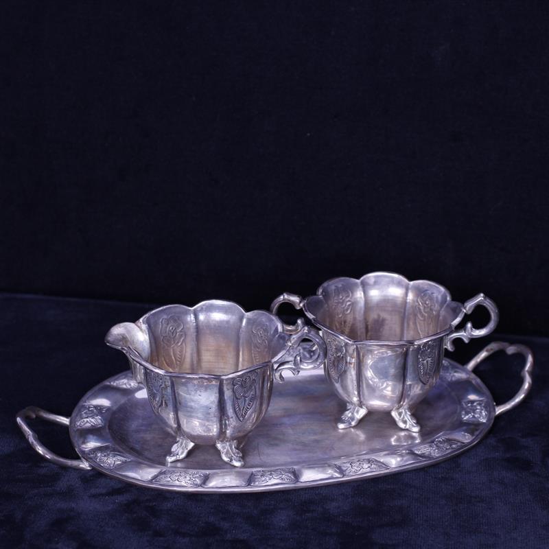 Appraisal: Mexican Sterling Silver Tray with creamer and sugar Troy Oz