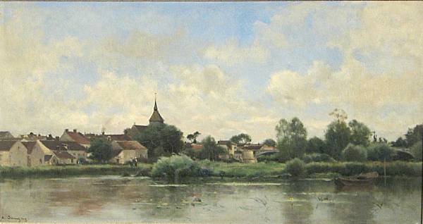 Appraisal: Adrien Jacques Sauzay French - Riverscape along the Yonne signed