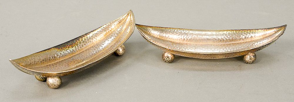 Appraisal: Tiffany Co pair of sterling silver hand hammered lobed dishes