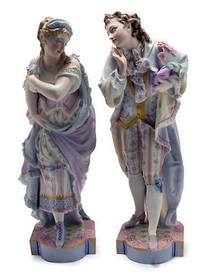 Appraisal: Pair of French Painted Bisque Porcelain Figures Estimate -