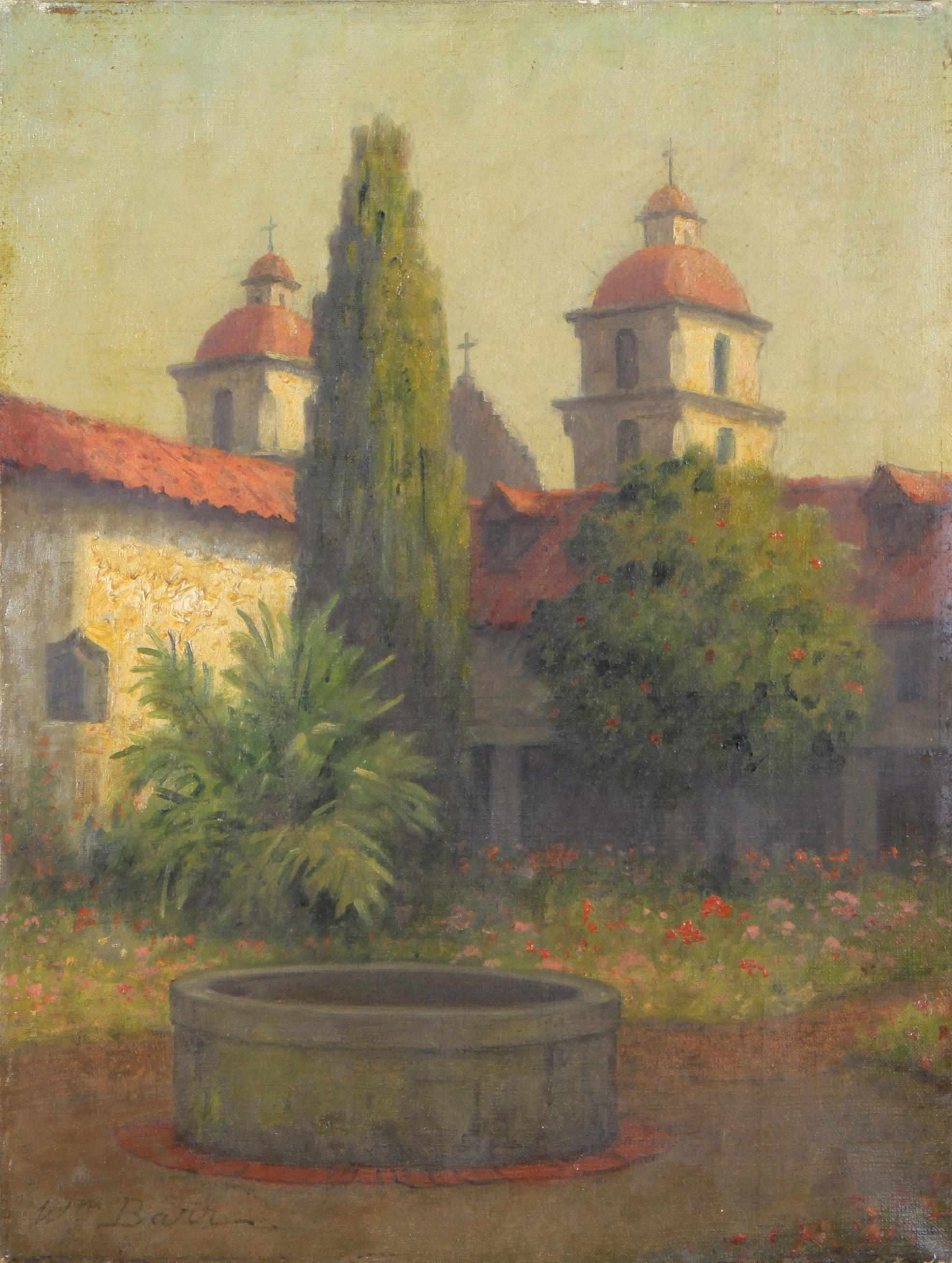 Appraisal: William Barr British American - Santa Barbara mission courtyard signed