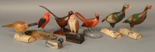 Appraisal: Group of eight miniature hand carved and painted bird decoys