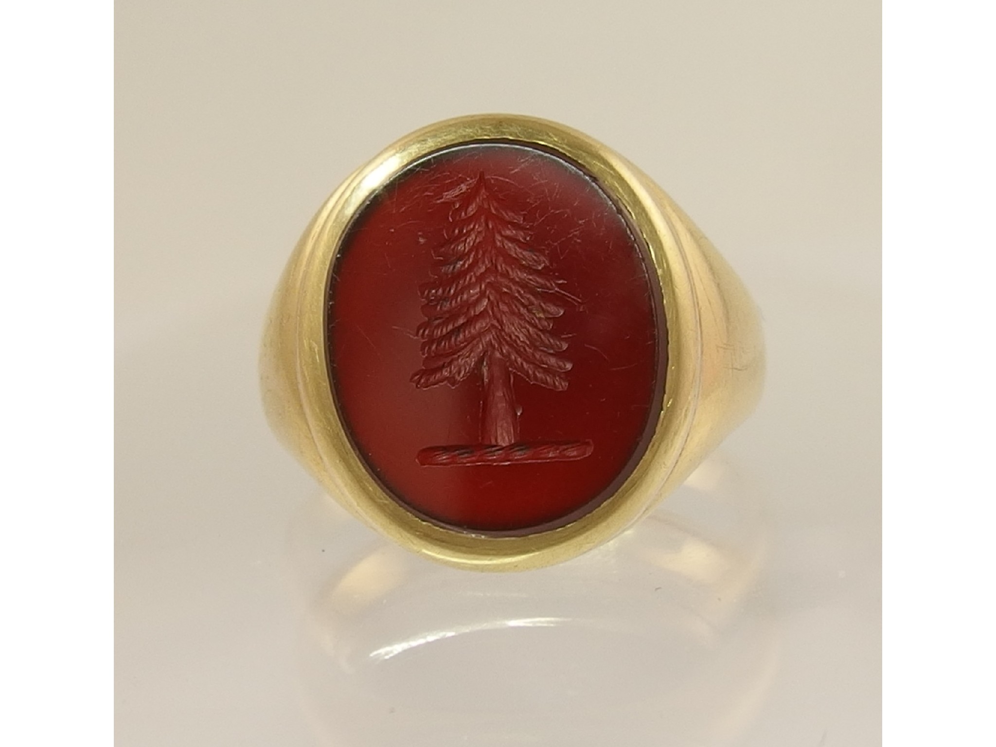 Appraisal: A small signet ringset with a carnelian carved with a