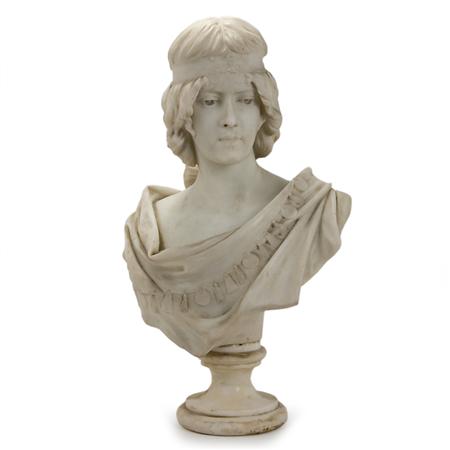 Appraisal: Italian Art Nouveau Carved Marble Bust of a Maiden Estimate