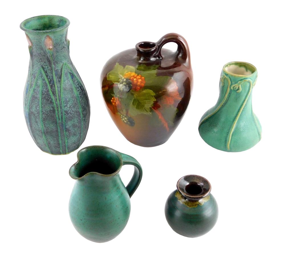 Appraisal: Weller Pewabic etc five signed art pottery vases most with