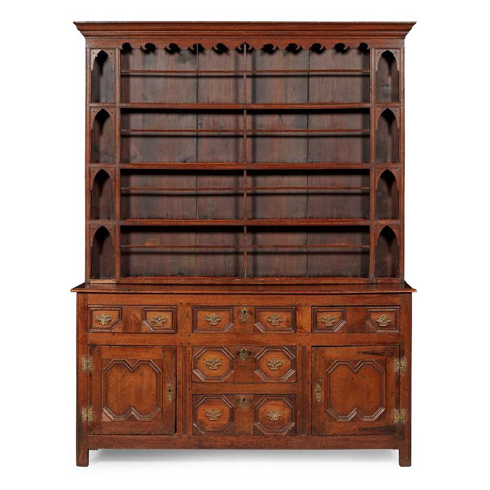 Appraisal: OAK DRESSER LATE TH CENTURY AND LATER the moulded cornice