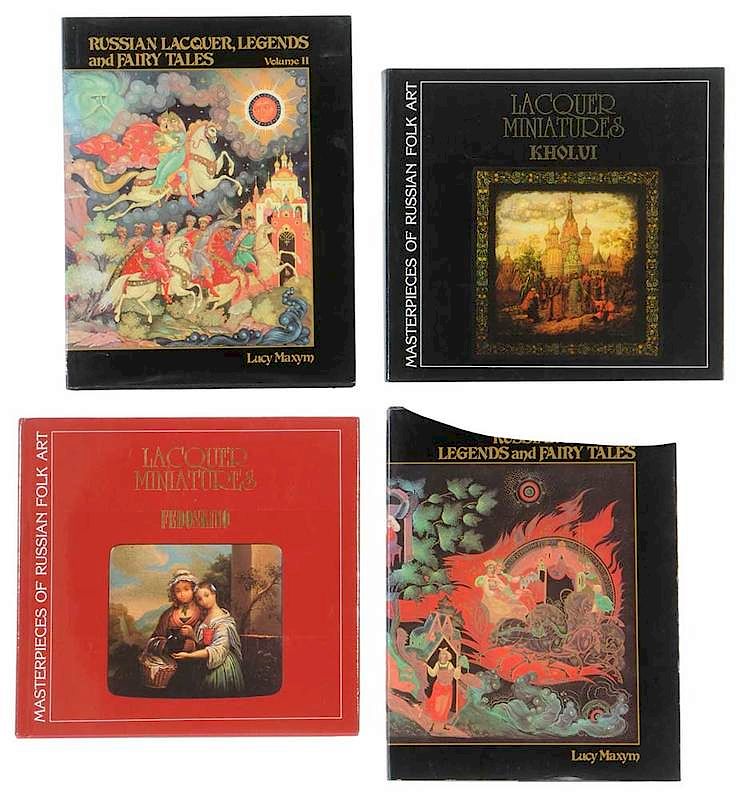 Appraisal: Four Russian Folk Art Lacquer Miniatures Books comprising Russian Lacquer