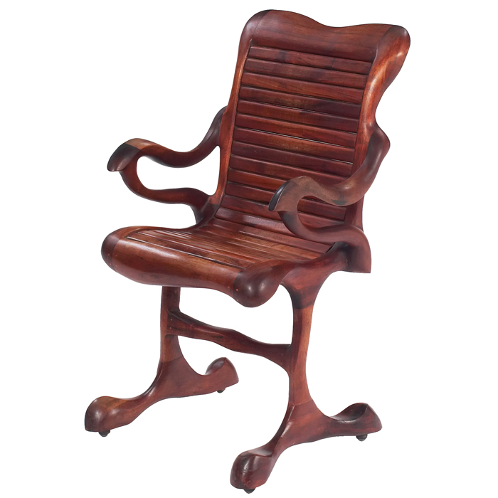 Appraisal: Andrew Willner American School chair USA walnut sculptural hand-carved form