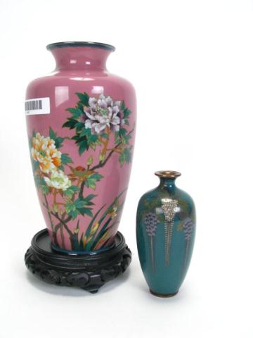 Appraisal: Japanese Cloisonne vase depicting a chrysanthamum motif with a silver