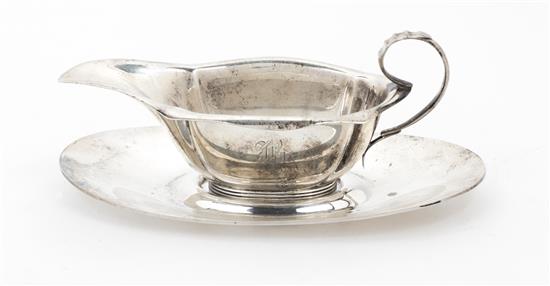 Appraisal: Sale Lot An American Silver Sauce Boat and Dish Gorham