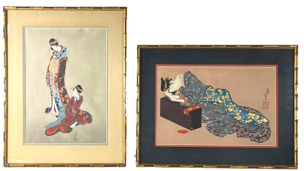 Appraisal: Japanese Paintings On PaperEach frame measures x