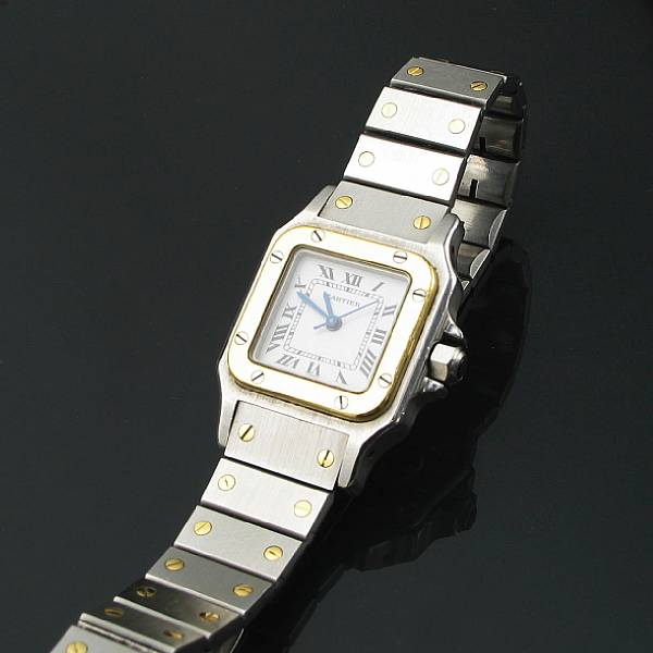 Appraisal: A ladies gold and stainless steel bracelet wristwatch Cartier Santos