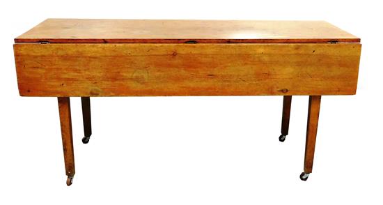 Appraisal: Hepplewhite dropleaf harvest dining table oblong top with two short