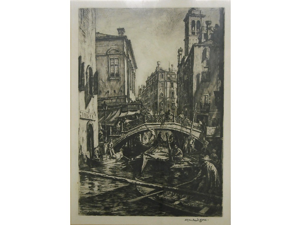 Appraisal: Sir David Muirhead Bone - - busy Venetian canal scene