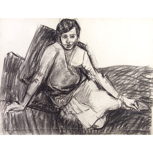 Appraisal: Edmund Quincy - charcoal drawing on paper of a seated