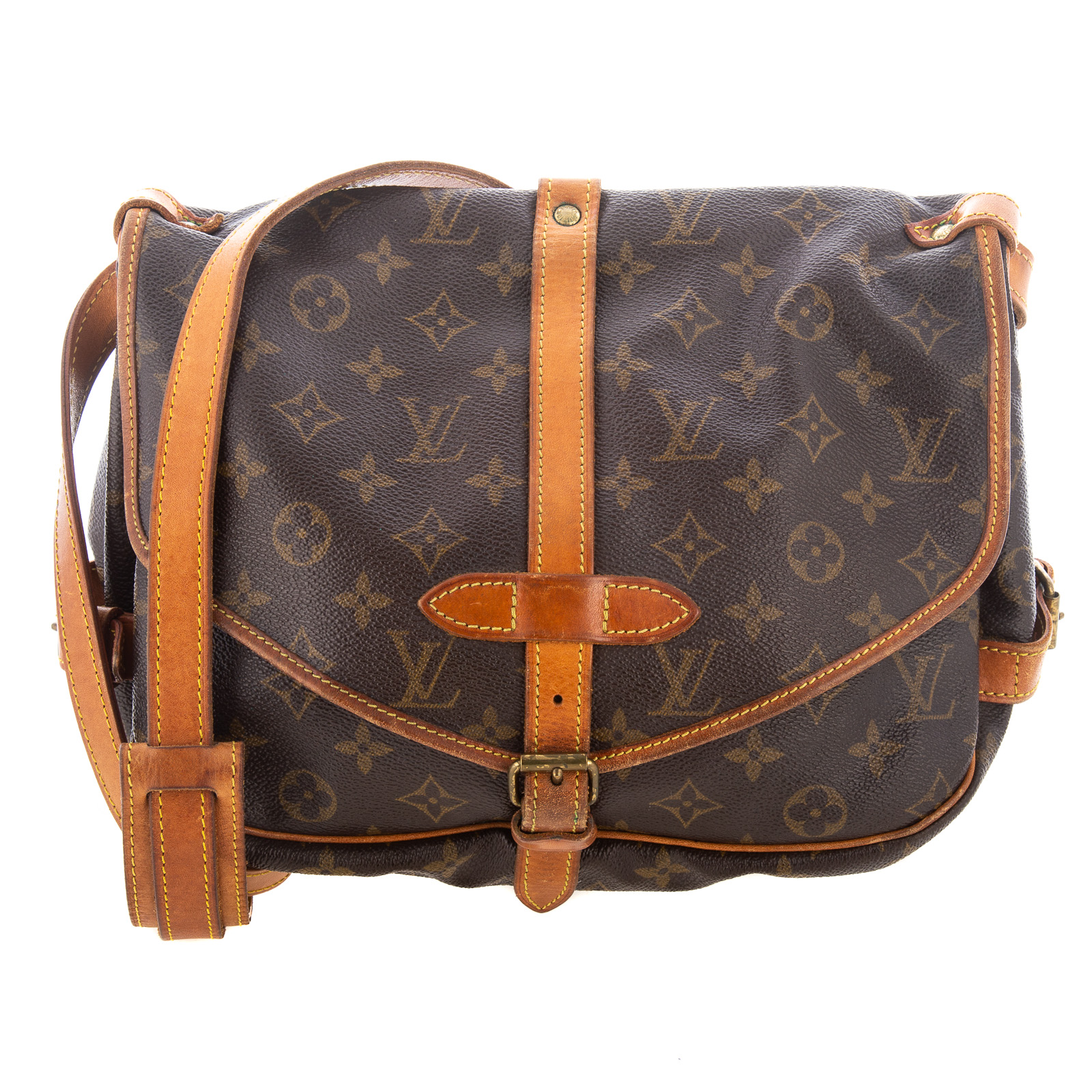 Appraisal: A LOUIS VUITTON MONOGRAM SAMUR A brown and tan Monogram