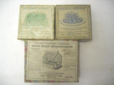 Appraisal: Britains Miniature Gardening items comprising Greenhouse MG and MG boxes