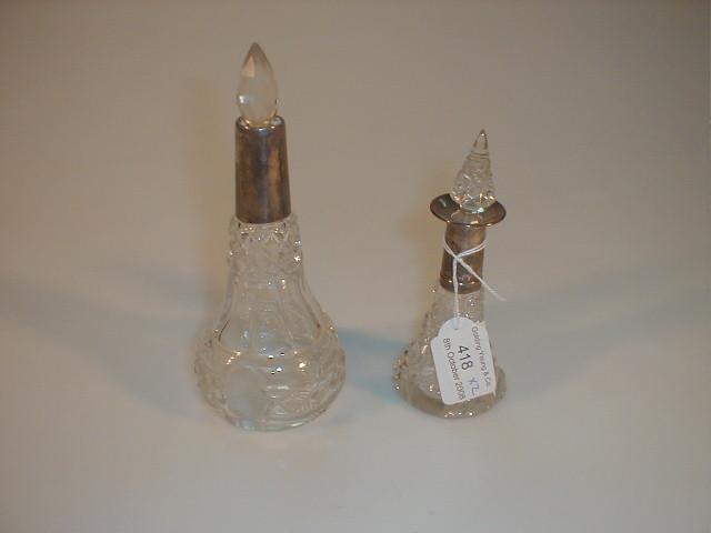 Appraisal: A George V cut glass scent bottle with silver collar