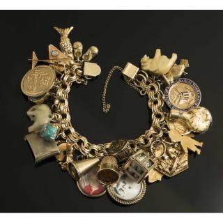 Appraisal: k Gold Charm Bracelet k gold charm bracelet with the