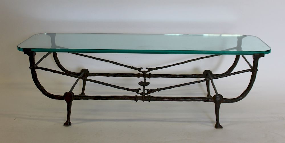 Appraisal: GIACOMETTI Style Bronze Coffee Table Nice size patina and with