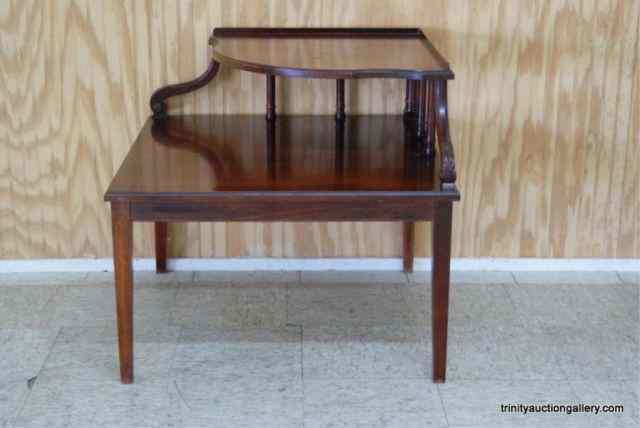 Appraisal: Vintage Mahogany Tier Corner Side - Lamp TableThis is a