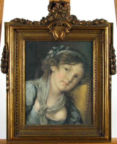 Appraisal: Antique French Framed Print Portrait of Young Girl size as