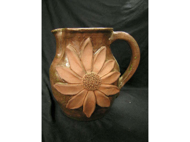 Appraisal: Kim T Black North Carolina Pottery Pitcher sunflower design