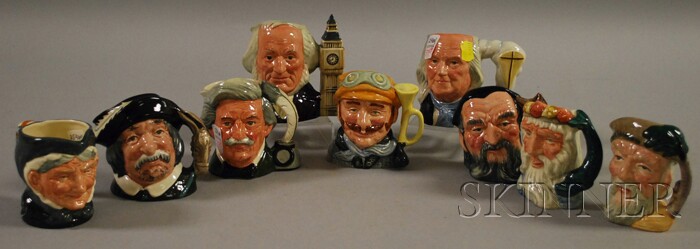 Appraisal: Nine Royal Doulton Ceramic Character Jugs ht to in