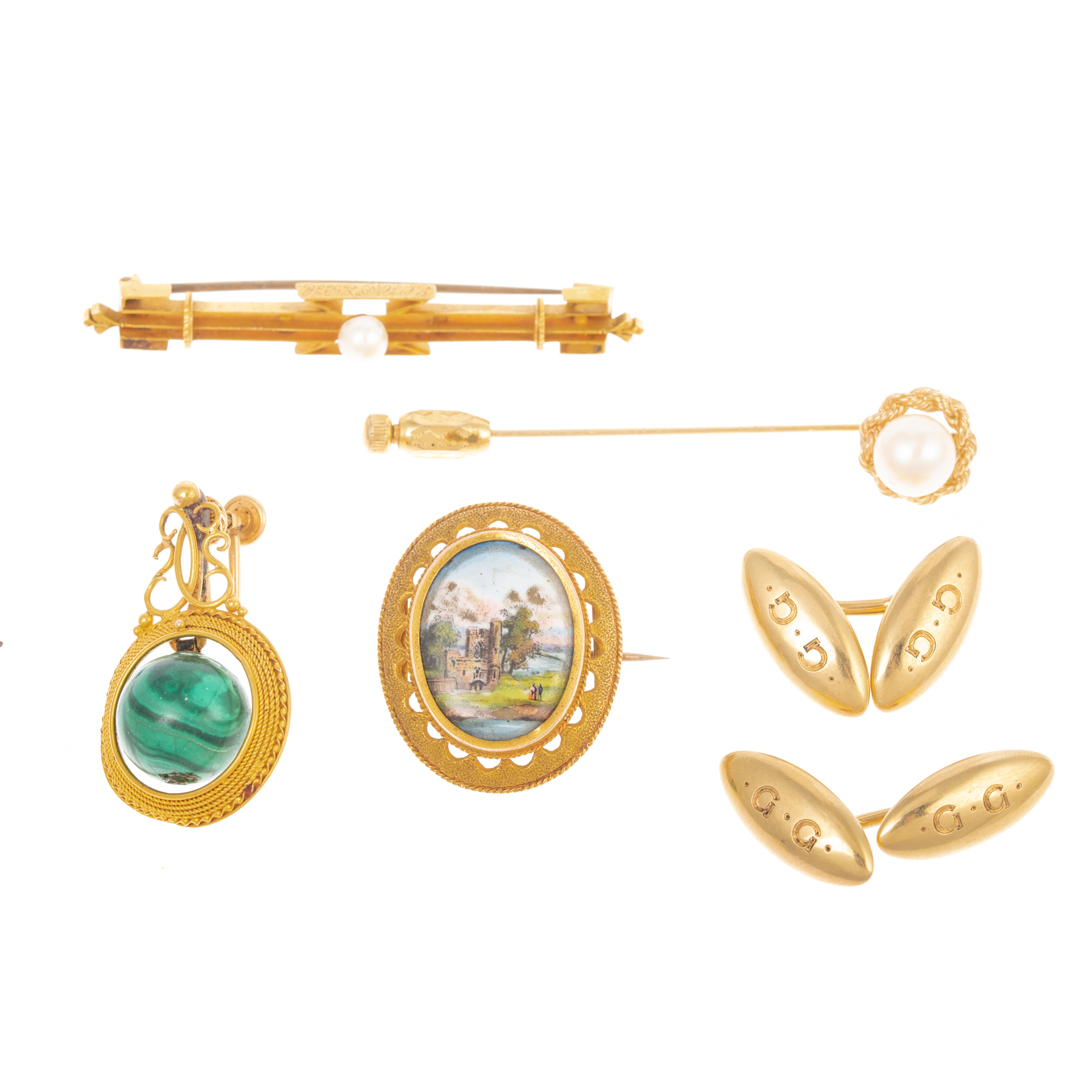 Appraisal: A COLLECTION OF JEWELRY IN GOLD Antique K yellow gold