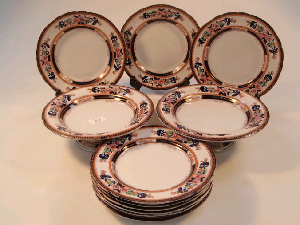 Appraisal: A thC Staffordshire pottery part dessert service Macao pattern with